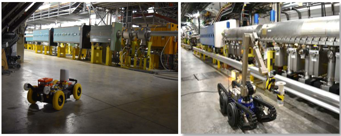 From the left to the right: EXTRM (CERN made robot) and Telemax robot (Image: CERN).